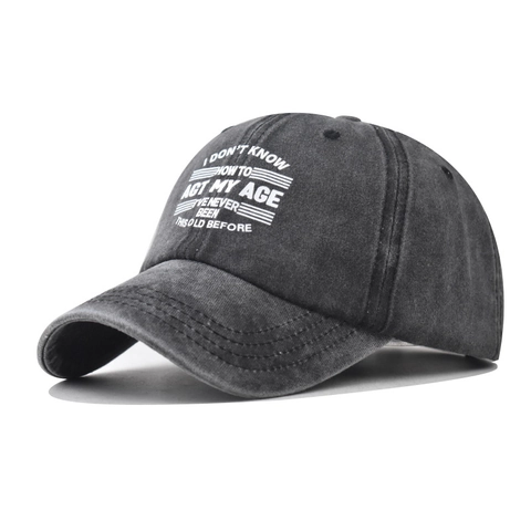 Gewaschene Baumwolle Baseballkappe Distressed Buchstaben Druck Verstellbar Vintage Sonnenhut Für Herren Damen Outdoor Casual
