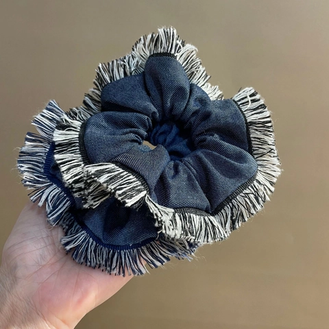 Elastici Per Capelli In Tessuto Denim Con Nappe Grandi Accessori Moda Stile Giapponese Coreano Per Donna