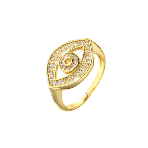Evil Eye Ring Kupfer Zirkon Mikropflaster Verstellbar Offener Ring Böhmischer Schmuck Für Frauen