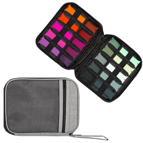 Watch Strap Storage Bag Portable Electronics Organizer Travel Pouch For Smartwatch Bands Data Cables Multi Compartment Fabric Zippered