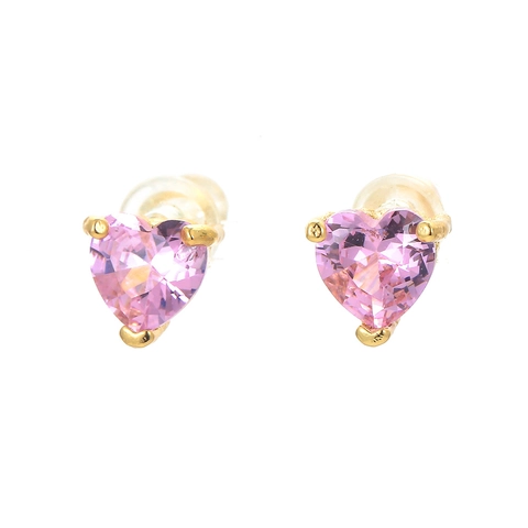 Boucles D'oreilles Cœur Zircon Rose Cuivre Plaqué Sertissage À Trois Griffes Bijoux De Mode Minimalistes Femmes