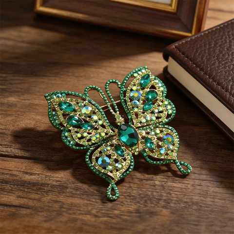 Spilla Farfalla in Lega di Strass Vintage Retro Insetto Traforato Spilla per Donna Cappotto Completo Corsage Banchetto Gioielli Regali