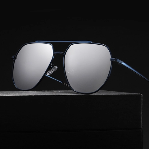 Lunettes De Soleil Polarisées Pilote Hommes Monture Métallique Protection UV400 Charnières Flexibles Double Pont Conduite Mode