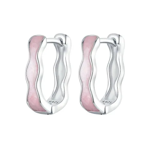 S925 Sterlingsilber Rosa Emaille Wellen Ohrringe Für Damen Personalisierte Minimalistische Mode Ohrclip Schmuck Geschenk