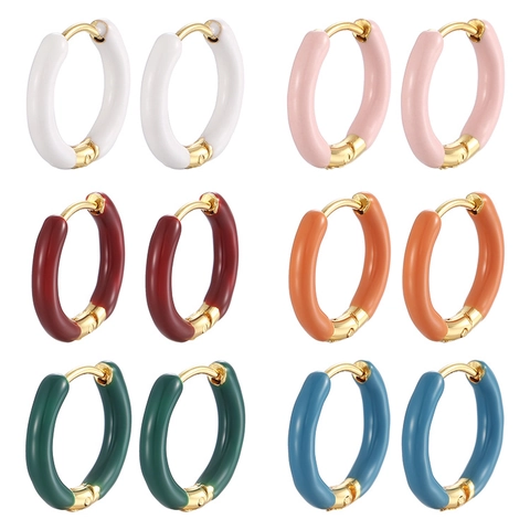 Orecchini A Cerchio In Smalto Colorato Acciaio Inossidabile Placcato Oro Tondi Huggie Piccoli Geometrici Minimalisti Gioielli Donna