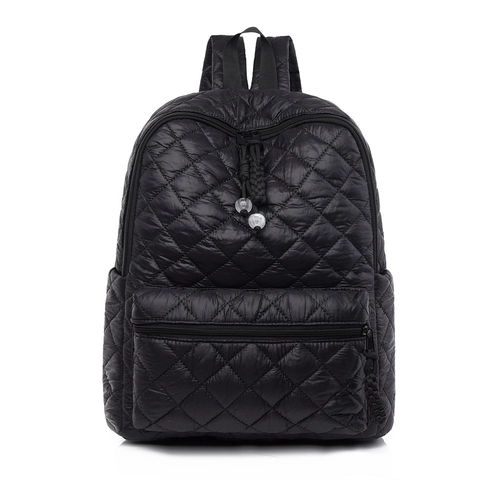Zaino Trapuntato Per Donna Leggero Resistente All'acqua Nylon Motivo Diamante Grande Capacità Zaino Da Viaggio Casual