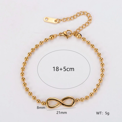 Pulsera Símbolo Infinito Acero Inoxidable 304 Cadena De Bolas Extensión Ajustable Joyería Minimalista Para Mujeres