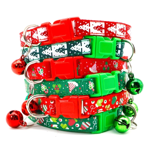Collier De Noël Pour Animaux De Compagnie Avec Clochette Motif Flocon De Neige Sangle En Nylon Réglable Pour Chat Chiot