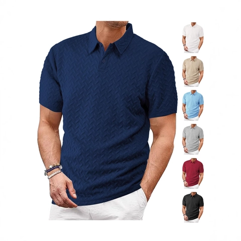Ensembles Décontractés Homme Jacquard Motif Chevrons Polo Et Short Deux Pièces Loisirs Sport Été