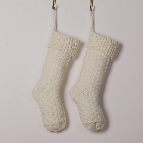 Calza Di Natale A Maglia Acrilico Trama Plaid Decorazione Camino Regalo Sacchetto Caramelle Accessorio Festivo Classico