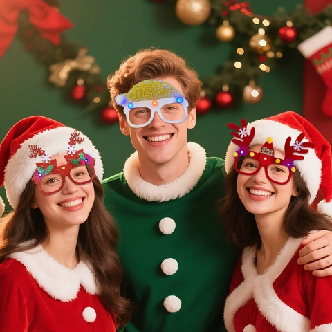 Weihnachten LED Leuchtend Partybrille Cartoon Glitzer Weihnachtsmütze Gewei Neuheit Brille Foto Requisiten Für Feiertag Feier