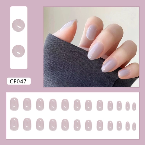 Cremige Nebel Violett Aufpressnägel Mittellang Quadratisch Falsche Nägel Für Damen Glänzend ABS Gelee Textur Elegant Einfach