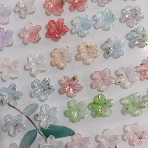 Cuentas De Flores Acrílico Degradado Pan De Oro Perla Artificialdo Colorido Mini DIY Fabricación De Joyas Accesorios