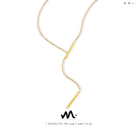 Minimalist Y Necklace Titanium Steel 18K Gold Plated Long Vertical Bar Pendant Geometric Fashion Jewelry For Women