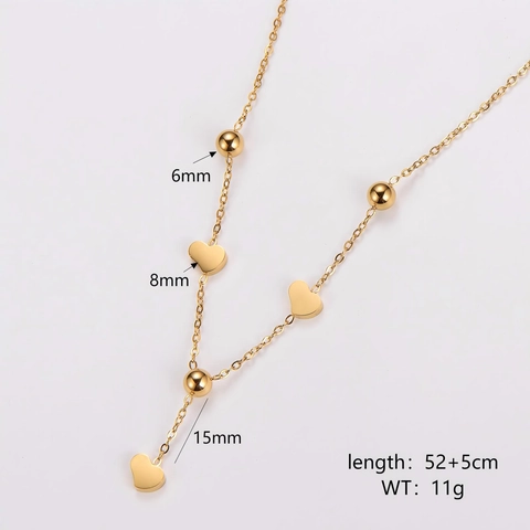 Collar En Y Con Colgante De Corazón Chapado En Oro De 18K Acero Inoxidable 304 Joyería Para Mujer