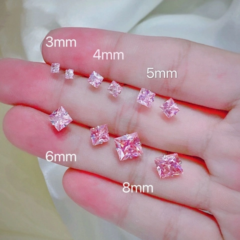 Orecchini a Bottone in Argento Sterling 925 con Zirconia Quadrata Rosa da Donna Stile Principessa Ipoallergenico Gioielli Regalo