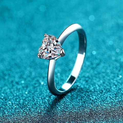925 Sterling Silver Heart Moissanite Ring For Women Minimalist Zirconia Engagement Wedding Jewelry Elegant Finger Ring Gift