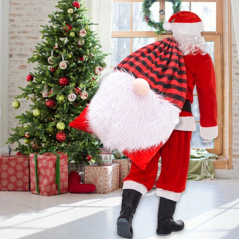 Übergroßer Weihnachts Gnom Geschenktüte Buffalo Karo Großer Weihnachtsmann Sack Plüsch Kordelzugbeutel Für Feiertagsdekoration