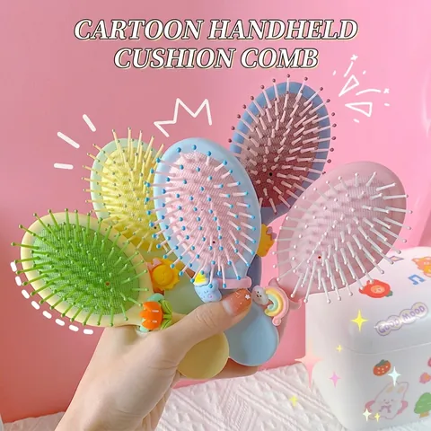 Cartoon Luftkissen Massage Haarbürste Tragbarer Faltbarer Spiegel Kamm Kunststoff Styling Tool Für Kinder Mädchen Süß