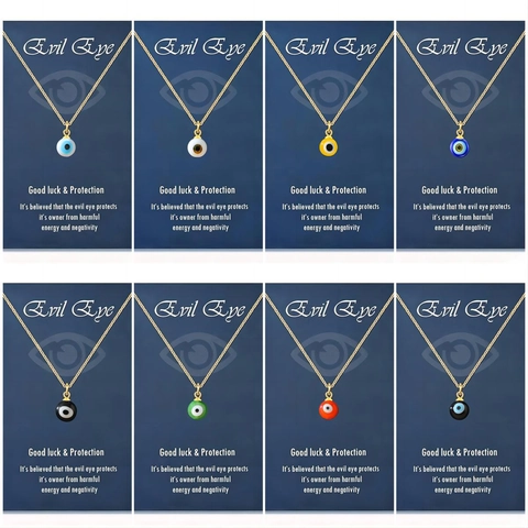 Collier Pendentif Protection Mauvais Œil en Acier Inoxydable Or Argent Amulette Nazar Eye Bijou de Chance Homme Femme