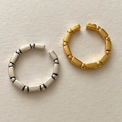 Anello In Argento Sterling 925 Minimalista Aperto Regolabile Linea Geometrica Design Bambù Gioielli Moda Donna