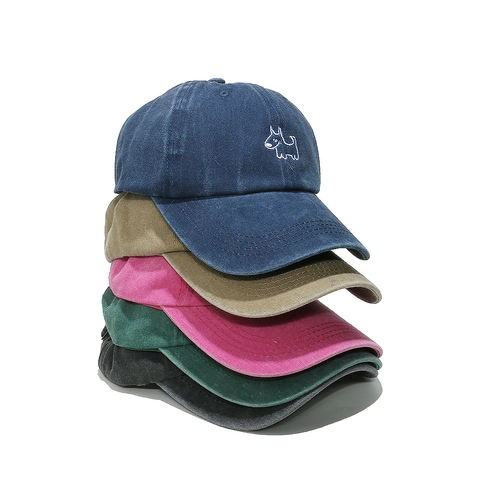 Cappello Da Baseball In Cotone Lavato Ricamo Cane Cartone Animato Retro Regolabile Casual Per Donne Uomini