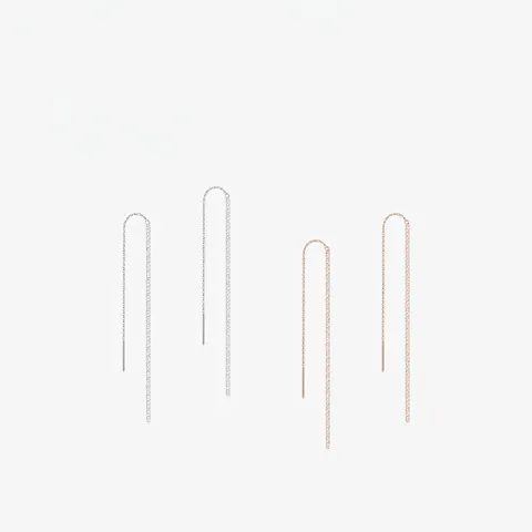 Pendientes De Hilo Plata De Ley 925 Cadena Cruzada Larga Línea Minimalista Joyería Elegante Mujeres