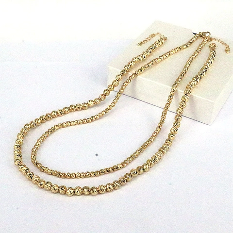 Collier À Perles En Cuivre Plaqué Or 18K Pour Femme Chaîne À Billes Texturée Coupe Diamant Style Hip Hop Punk Bijoux