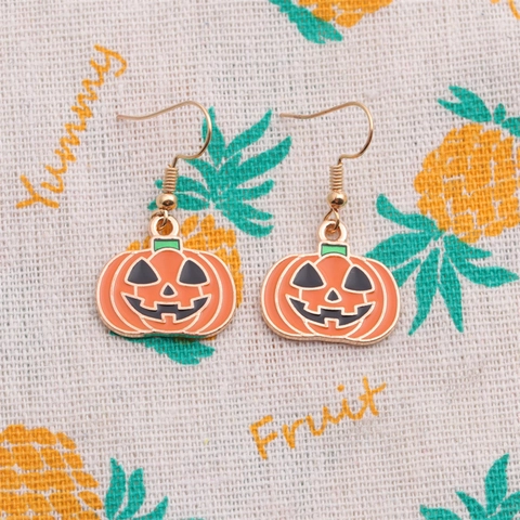 Halloween Pumpkin Enamel Jewelry Necklace Earrings For Women Festival Party Gift Jack O Lantern Ghost Alloy Pendant