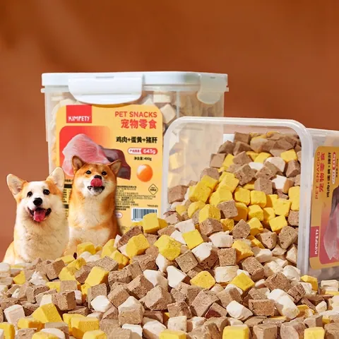 Friandises Lyophilisées Au Poulet Jaune D'œuf Foie De Porc Sans Céréales Riche En Protéines Pour Chats Et Chiens