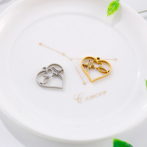 Colgantes De Corazón ECG Estetoscopio De Acero Inoxidable Dijes Huecos Para Creación De Joyas DIY Regalo Médico