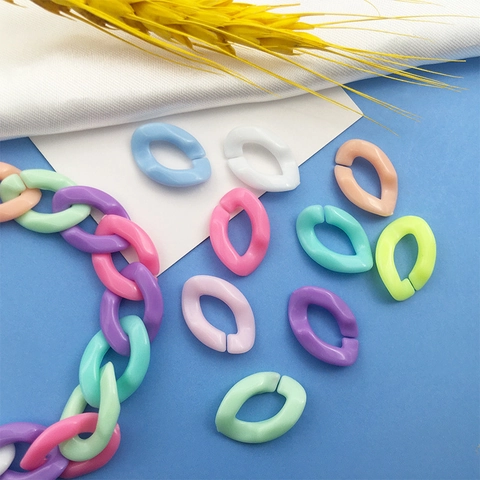 Acrylic DIY Open Link Chain Buckle Connector For Keychain Bag Jewelry Making Candy Color Plastic Connector Link Rings