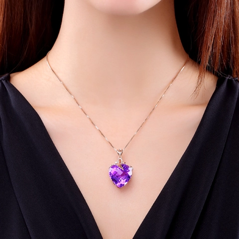 Herz Amethyst Anhänger Und Kette Halskette Kupfer Vergoldet Mit Zirkonia Blatt Detail Romantischer Schmuck Damen