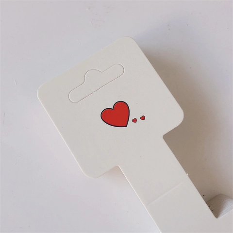 Schmuck Display Karten Mit Roten Herzen Muster Weiße Klappbare Papier Anhänger Für Haargummis Ohrringe Haarklammern Verpackung