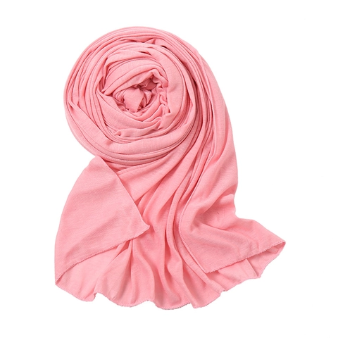 Damen Einfarbig Jersey Hijab Schal Weich Atmungsaktiv Elastisch Lang Mode Kopftuch Für Muslimische Wickeltuch Accessoire