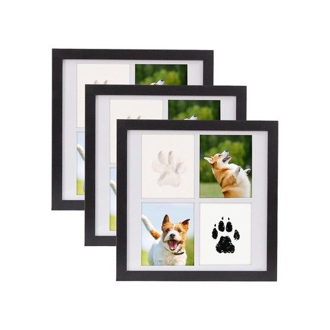 Cadre Photo Commémoratif Empreinte de Patte Kit DIY Souvenir Avec Argile Encreur Cadre Carré MDF Coffret Cadeau Chat Chien