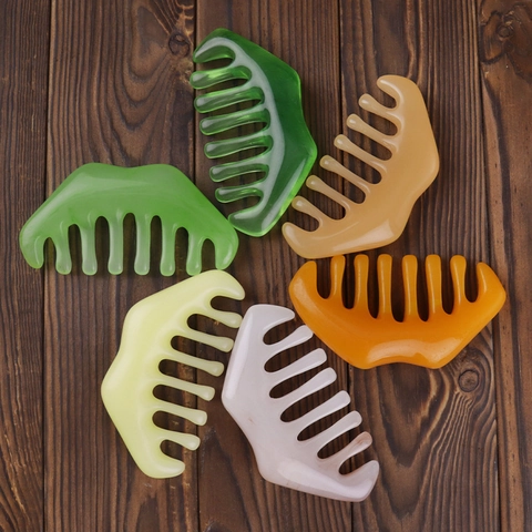 Resin Wide Tooth Massage Comb Head Scalp Meridian Scraper Guasha Tool Stress Relief Ergonomic Hair Care For Women Men