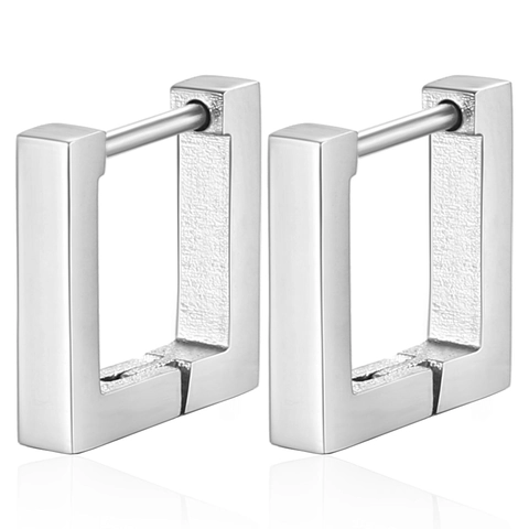 Pendientes de Aro Rectangulares Geométricos Minimalistas de Acero Inoxidable Joyería de Moda Unisex Pendientes Cuadrados Simples Pulidos