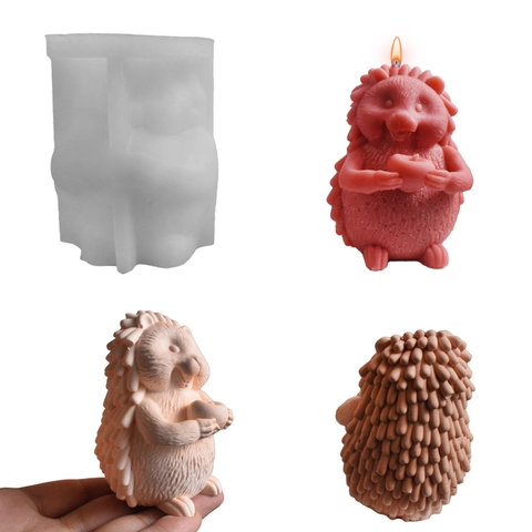 Stampo In Silicone Riccio 3D Design Animale Con Mela Fiore Foglia Per Candela Aromaterapia Fai Da Te Ornamento Gesso