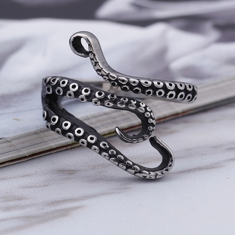 Octopus Tentakel Open Ring Retro Legering Verstelbaar Vintage Punk Gothic Dierlijke Sieraden Voor Mannen Vrouwen