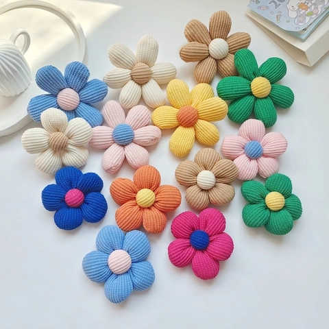 3D Corduroy Ribbed Fabric Flower Patch DIY Auxiliary Materials For Hair Clips Shoes Clothing Brooches Pastoral Style