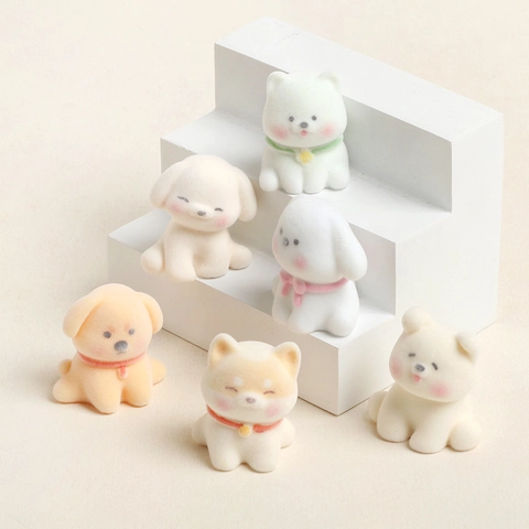 Mini Welpen Figuren Beflocktes Harz Süße Cartoon Tiere Schreibtisch Auto Ornamente DIY Schmuckherstellung Zubehör