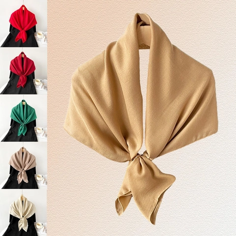 Solid Color Cotton Linen Square Scarf Breathable Lightweight Sun Protection Summer Shawl Wrap For Women Versatile Elegant Accessory