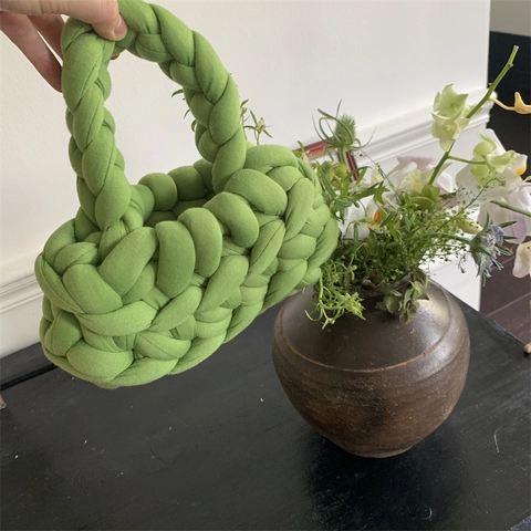 Bolso De Mano De Punto Hecho A Mano Color Caramelo Bolso Tejido Bolso De Mano Portátil Casual Para Mujer