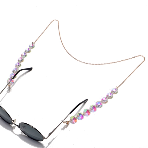 Glasses Chain Metal Faceted Octagonal Crystal Beads Anti-Slip Eyeglass Strap For Sunglasses Fashion Decorative Holder