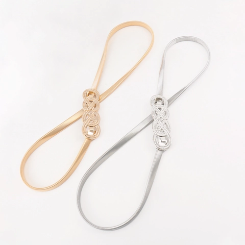 Ceinture Chaîne De Taille Pour Femmes Alliage Métallique Élastique Mince Boucle Infinity Torsadée Pour Robes Accessoire Versatile