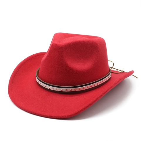 Western Cowboy Hat Retro Wide Brim Fedora With Star Studded Belt And Adjustable String For Men And Women Outdoor