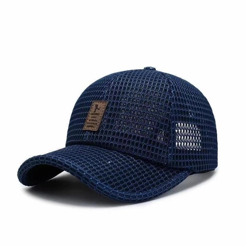 Full Mesh Baseball Cap Atmungsaktiv Sommer Sonnenhut Outdoor Angeln Sport Schnelltrocknend Verstellbar Polyester Lederpatch