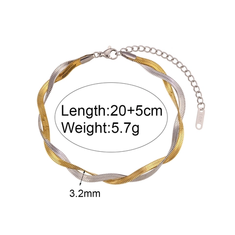 Minimalist Stainless Steel 18K Gold Plated Braided Snake Chain Anklet For Women Two Tone Gold Silver Chic Blade Foot Chain Jewelry