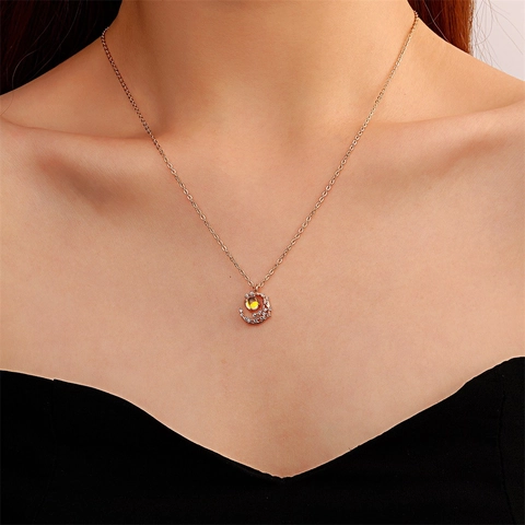 Minimalist Copper Zirconia Moonstone Moon Star Pendant Necklace For Women Adjustable Chain Elegant Fashion Jewelry Gift